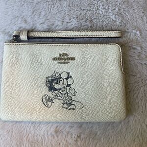 Coach Cream Wristlet with Cartoon Minnie
